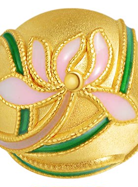 老庙黄金12花神串珠5D海豚金足金鎏彩转运珠DIY手串