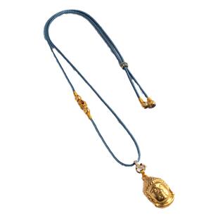 古法万能扣黄金平安锁编绳项链绳翡翠玉石吊坠挂绳挂脖中式毛衣链