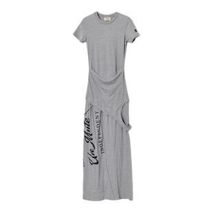 UN MUTE25SS 夏季小众设计感天竺棉假两件翻折结构短袖T恤连衣裙