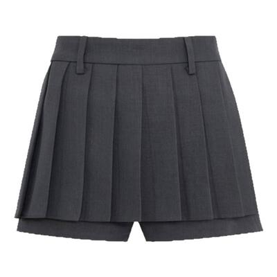 芭蕾风斜纹百褶西装假两件短裙裤