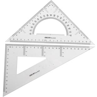 得力大三角尺工程制图高透23/33/43cm三角板学生文具尺子绘图使用仪尺大号等腰直角三角板教师节教学 两把装