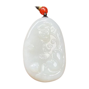 中证珠宝天然和田玉白玉观音牌吊坠挂件精品玉雕挂坠招财精品收藏