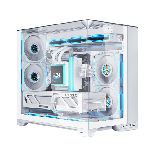 联力O11 VISION M三面玻璃无立柱包豪斯海景房全景MATX电脑机箱