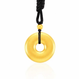 金店同款水贝黄金项链金包银平安扣吊坠女素圈圆圈实心挂件情人节