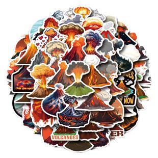 55张卡通Volcano火山喷发创意贴纸装饰汽车电动车摩托车防水贴画