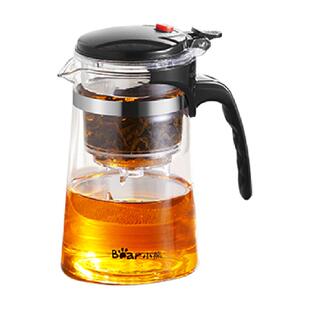 小熊玻璃飘逸杯泡茶壶家用茶具一键茶水分离过滤杯2024新款冲茶器