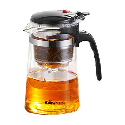 小熊玻璃飘逸杯一键滤茶轻松冲洗