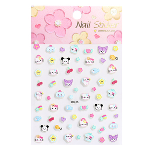 杰利夜光指甲贴5d浮雕儿童女孩安全无味新款小鼻嘎贴纸宝宝美甲贴片卡通公主脚趾甲贴手指荧光贴幼儿园礼物