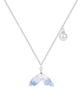 小众清新碎冰色蓝鱼尾项链高级感