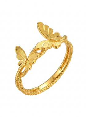 今饰有约爆闪双生蝴蝶戒指