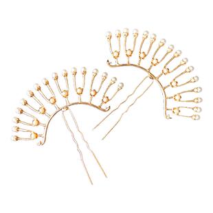 古装发冠百搭古风配饰宋风明制古典汉服发饰珍珠发排发钗u钗簪子