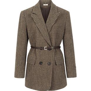 KBNE咖色休闲西装外套女气质西服2025秋冬季新款夹克职场正装上衣