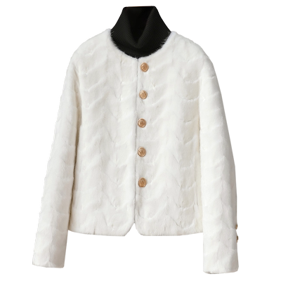 短款减龄韩版小个子拼貂皮草外套