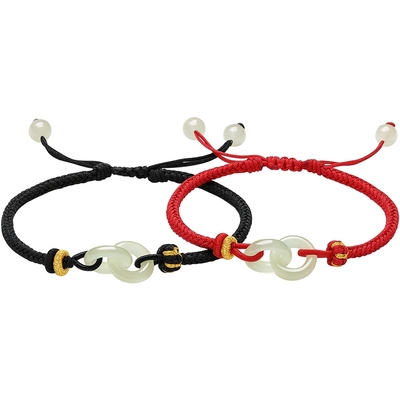 周六福天然和田玉环环相扣手绳