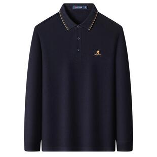 [100%丝光棉]梦特娇男士长袖Polo衫春装纯棉商务休闲翻领T恤柔软J