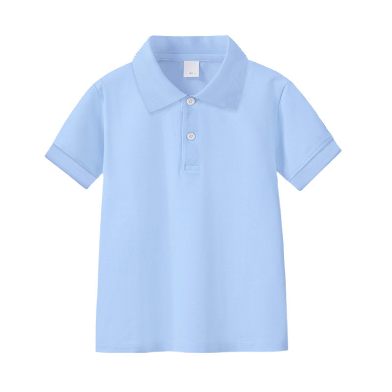 学生校服小学同款班服夏季毕业照纯棉男童短袖T恤浅蓝色定制校徽
