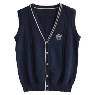 喵丸子jk制服dk秋季新款毛衣马甲背心开衫学院风针织深灰色大码男