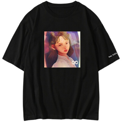 iu李知恩eight周边t恤落肩打歌服