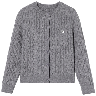 BEASTER灰色宽松毛针织开衫女高级感百搭毛衣外套基础款内搭上衣