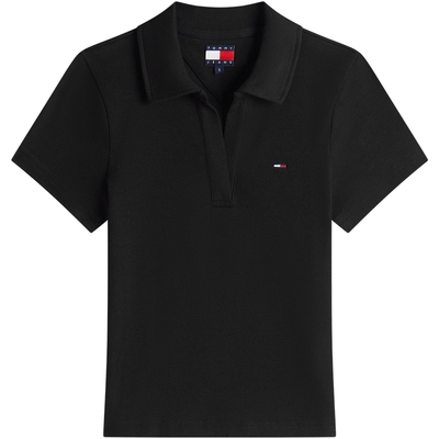 Tommy女装罗纹修身海鸥领POLO衫