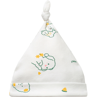 拉夏贝尔新生婴儿帽子春秋初生幼儿0纯棉3月薄款卤门满月宝宝帽子