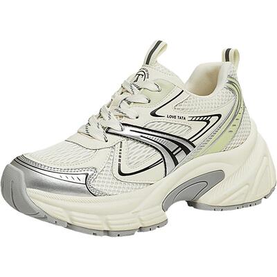 TATA他她极光银色老爹鞋女增高运动鞋春季新款休闲鞋女GLL01AM5