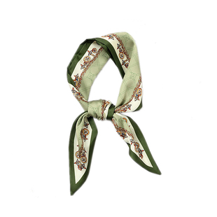 石原里美同款丝巾女百搭牛油果绿色链条小领巾 绑包包ins头巾发带