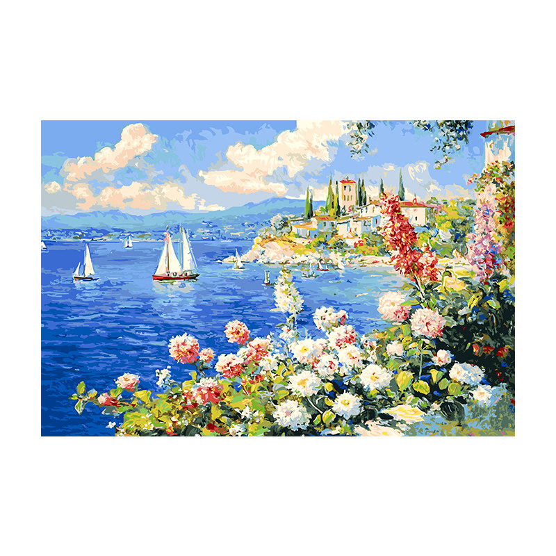 自油自画数字油画diy填色手绘手工填充减压油彩画 盛夏的西西里岛