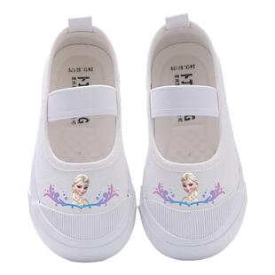 幼儿园小白鞋室内表演鞋女童布鞋百搭小白鞋软底艾莎公主鞋小童鞋