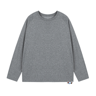 lemanism纯色腊肠狗小标长袖T恤男2025秋季情侣款潮牌打底体恤衫