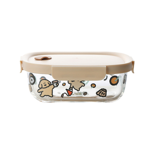 蓝莲花玻璃饭盒三格可加热微波炉专用分格便当可爱轻便分隔小餐盒