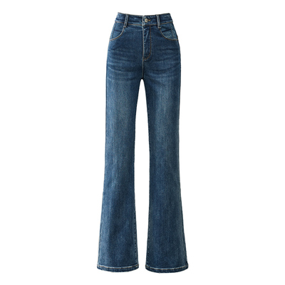 逸阳复古高弹弹力显瘦加绒微喇裤