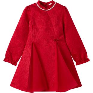 eland kids衣恋童装女童连衣裙春秋中国风立领中式甜美裙子演出服
