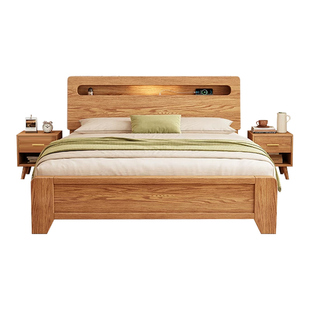 全实木床主卧室家用1米8双人大床排骨架储物出租房用1米5单人床架