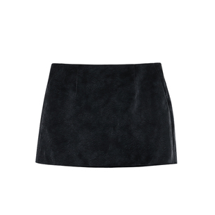 NEVA HU 时髦腿精 复古a字pu皮短裙女气质显瘦包臀防走光半身裙