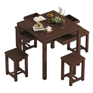 正方形餐桌家用小户型实木茶桌客厅四方桌带抽屉小方桌吃饭八仙桌