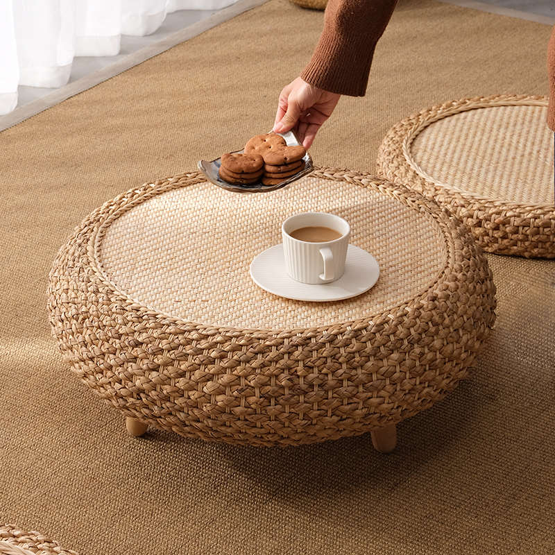 榻榻米桌子矮桌阳台飘窗小桌子茶几藤编可收纳卧室炕桌家用小茶台