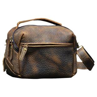 原创新款复古牛皮手提包疯马皮相机包真皮斜挎包大容量机车包男包