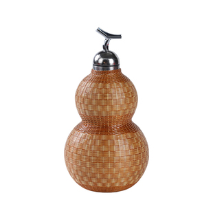 纯钛葫芦保温杯竹丝竹编酒壶便携国风钛杯水杯大容量斜挎酒瓶水壶