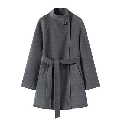 立领毛呢大衣女春秋冬