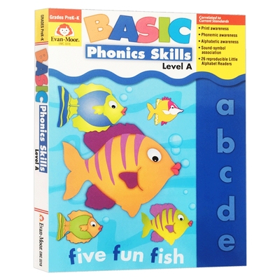 基础练习系列 自然拼读A级 幼儿园小中大班 英文原版 Basic Phonics Skills Level A 美国加州英语教辅 Evan Moor 英文版书籍