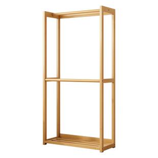 实木落地挂衣架卧室二层双杆衣帽架阳台晾衣架出租房多层衣服收纳