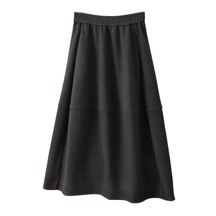 高级感绵羊毛半身裙女秋冬新款高腰加厚花苞裙伞裙时尚A字中长裙