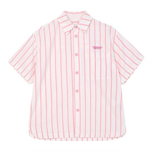 edo1一度童装outlets儿童夏季时尚条纹短袖衬衫休闲宽松凉感衬衣