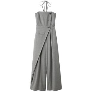 SNIDEL春夏款气质挂脖抹胸收腰阔腿连体休闲裤SWFO242066