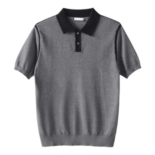 LUUD 品质轻奢男士撞色翻领POLO衫夏季罗纹收口设计感针织短袖T恤