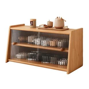 餐桌置物架桌面杯架厨房餐边柜日式简易防尘带玻璃柜门书桌边柜