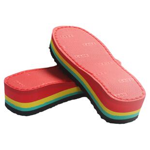 梓全手工编织毛线棉拖鞋泡沫舒适家增高彩虹橡胶鞋底牛筋防滑耐磨