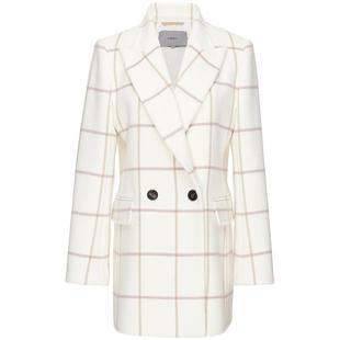 OBEG欧碧倩时尚格子中长款羊毛大衣冬季西装领外套10424123