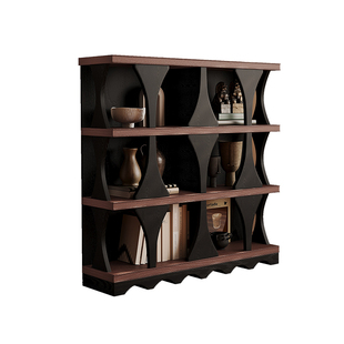 意美诗中式风复古哈迪德书柜法式靠半墙实木落地展示书架储物组合